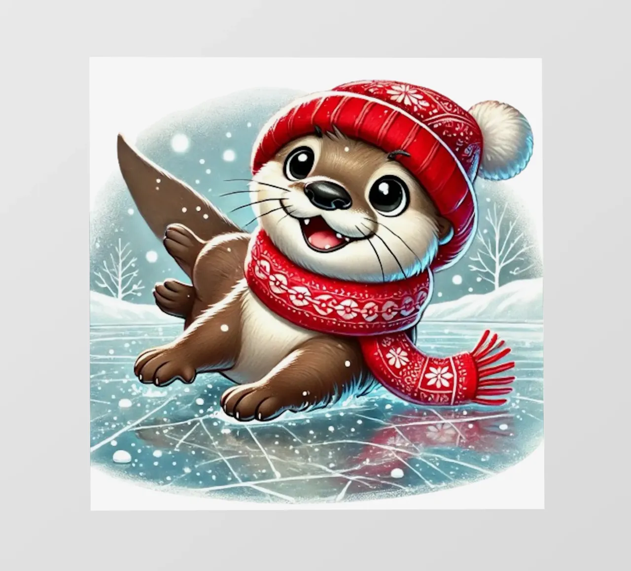 Divertimento con la lontra innevata telo in pvc da FluffyToons