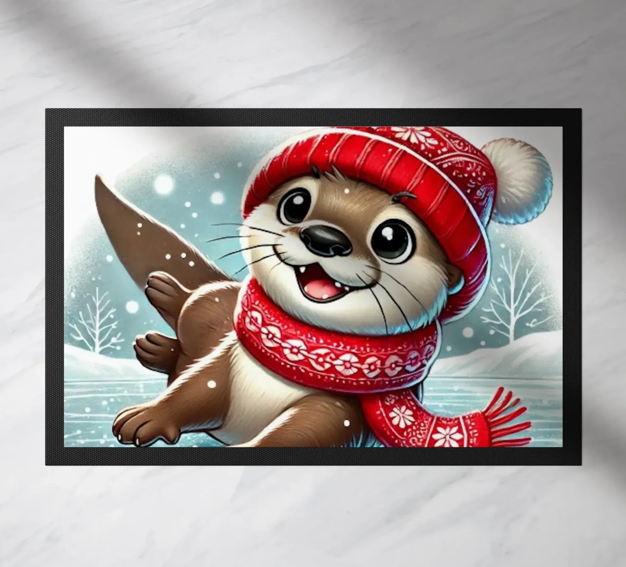 Divertimento con la lontra innevata zerbino da FluffyToons