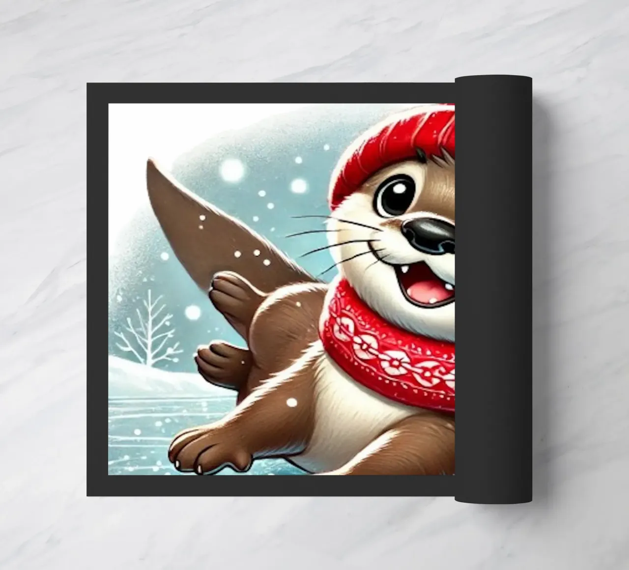 Divertimento con la lontra innevata zerbino da FluffyToons