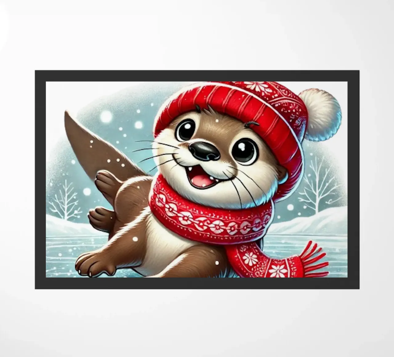 Divertimento con la lontra innevata zerbino da FluffyToons