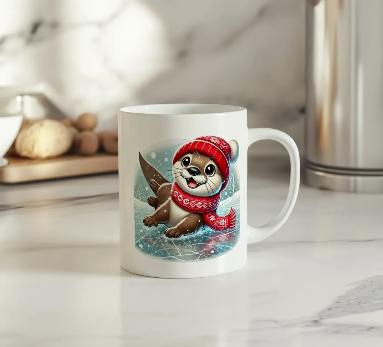 Divertimento con la lontra innevata tazza in ceramica da FluffyToons