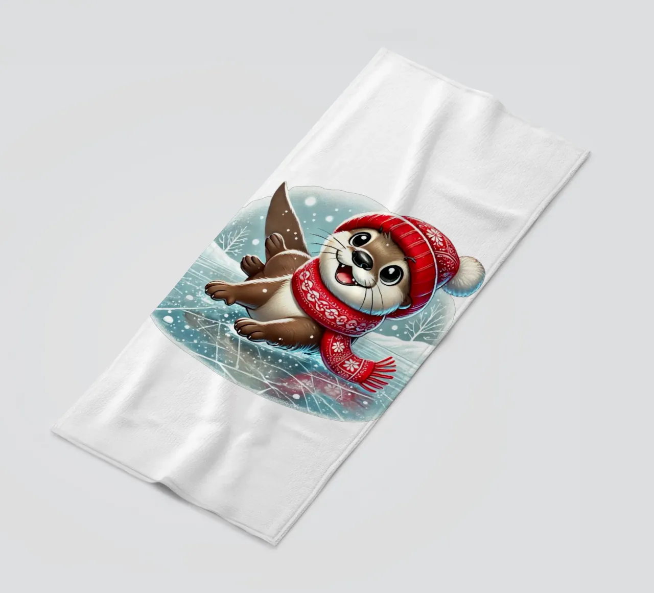 Divertimento con la lontra innevata telo mare da FluffyToons