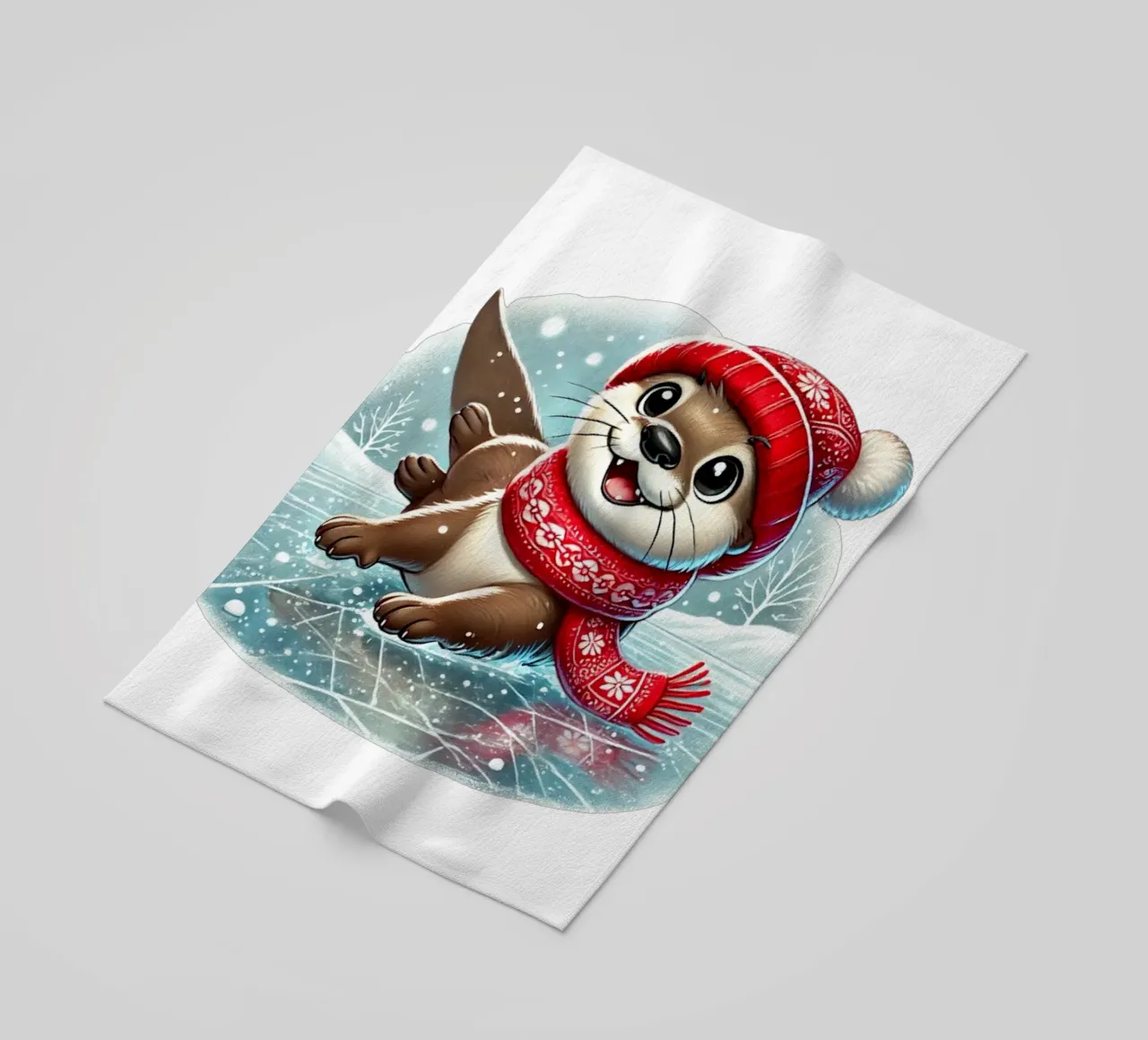 Divertimento con la lontra innevata telo mare da FluffyToons