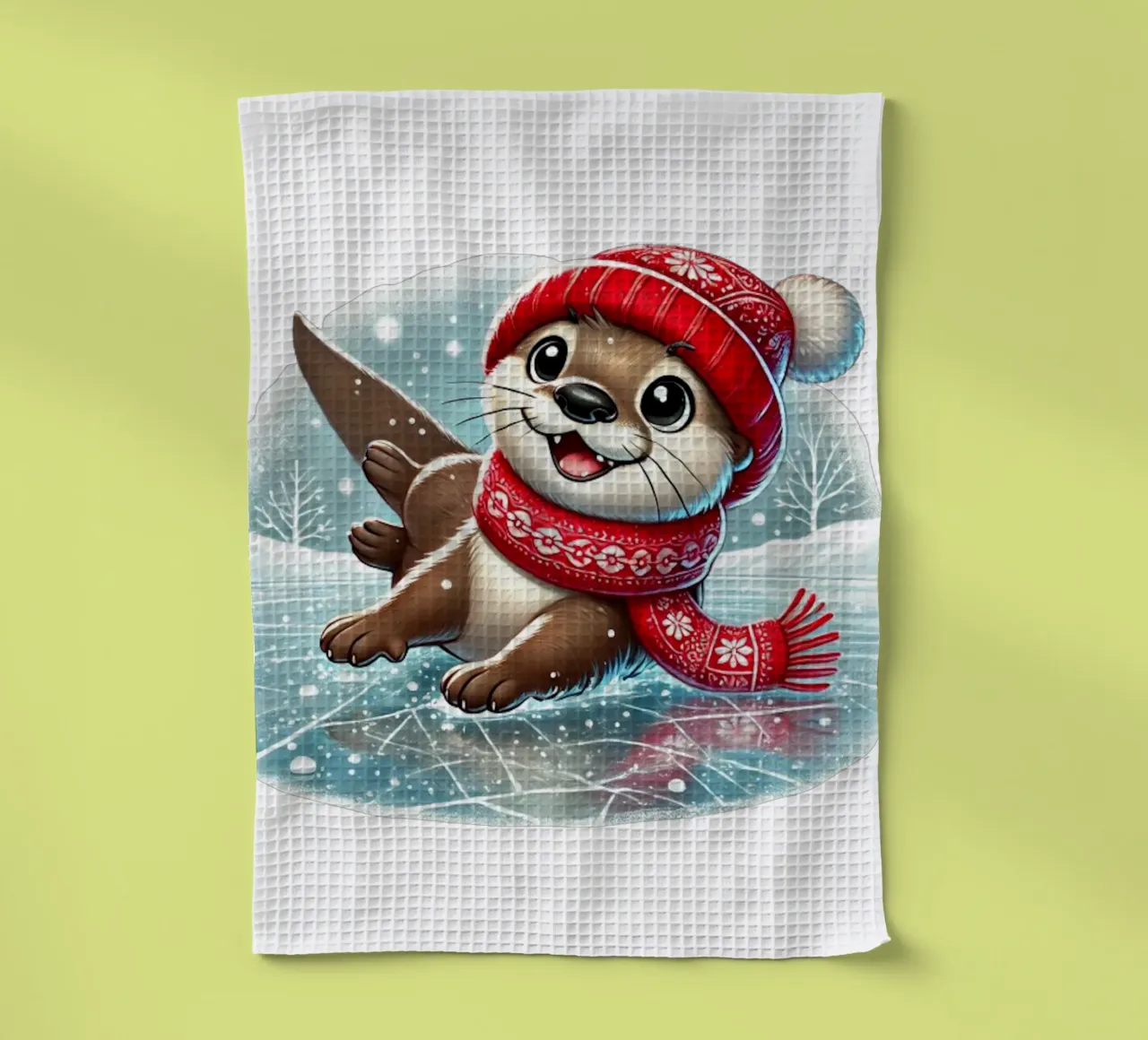 Divertimento con la lontra innevata canovaccio da cucina da FluffyToons