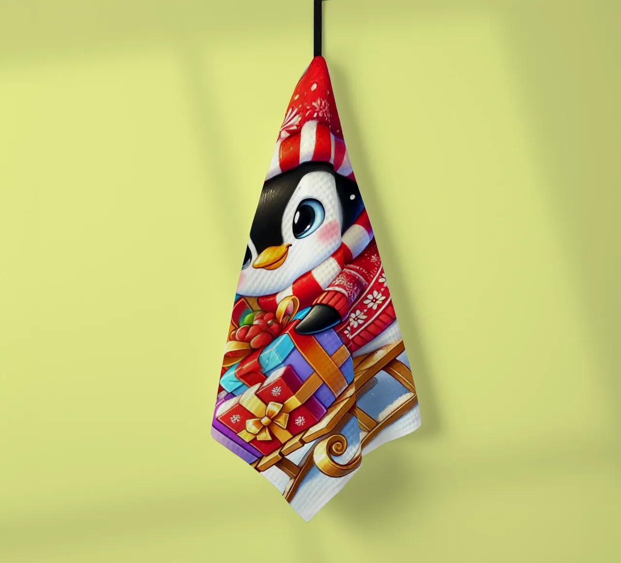 Pinguins Weihnachtsbeute Geschirrtuch von FluffyToons