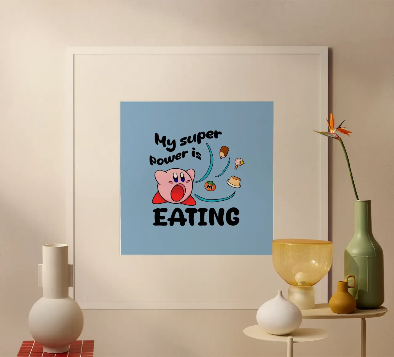 Mi superpoder es comer poster con marco de aluminio de Loobs