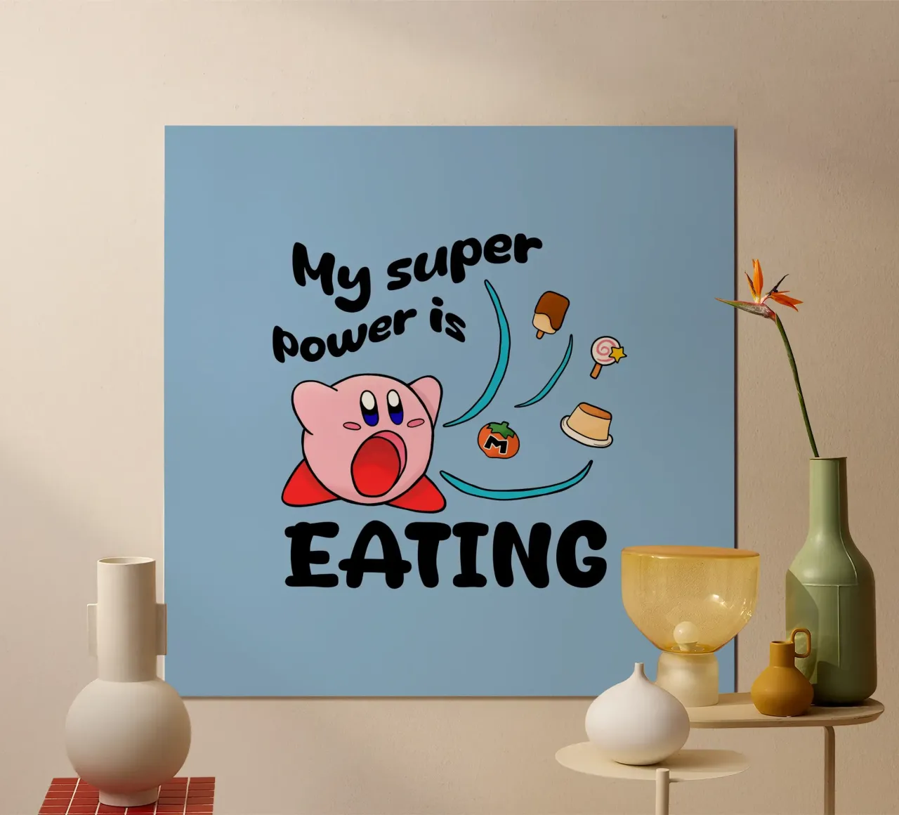 Mi superpoder es comer poster con marco de aluminio de Loobs