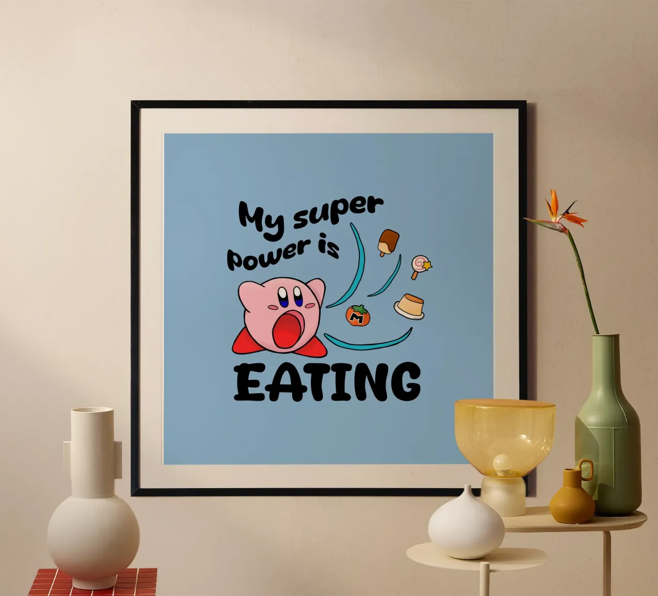 Mi superpoder es comer poster con marco de aluminio de Loobs