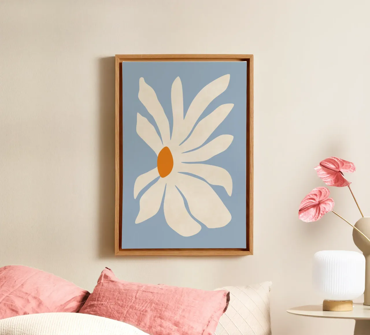 Fiore di gerbera tela con Cornice a cassetta da amini54