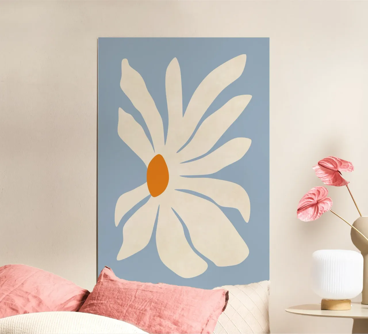 Fiore di gerbera poster con telaio in legno da amini54