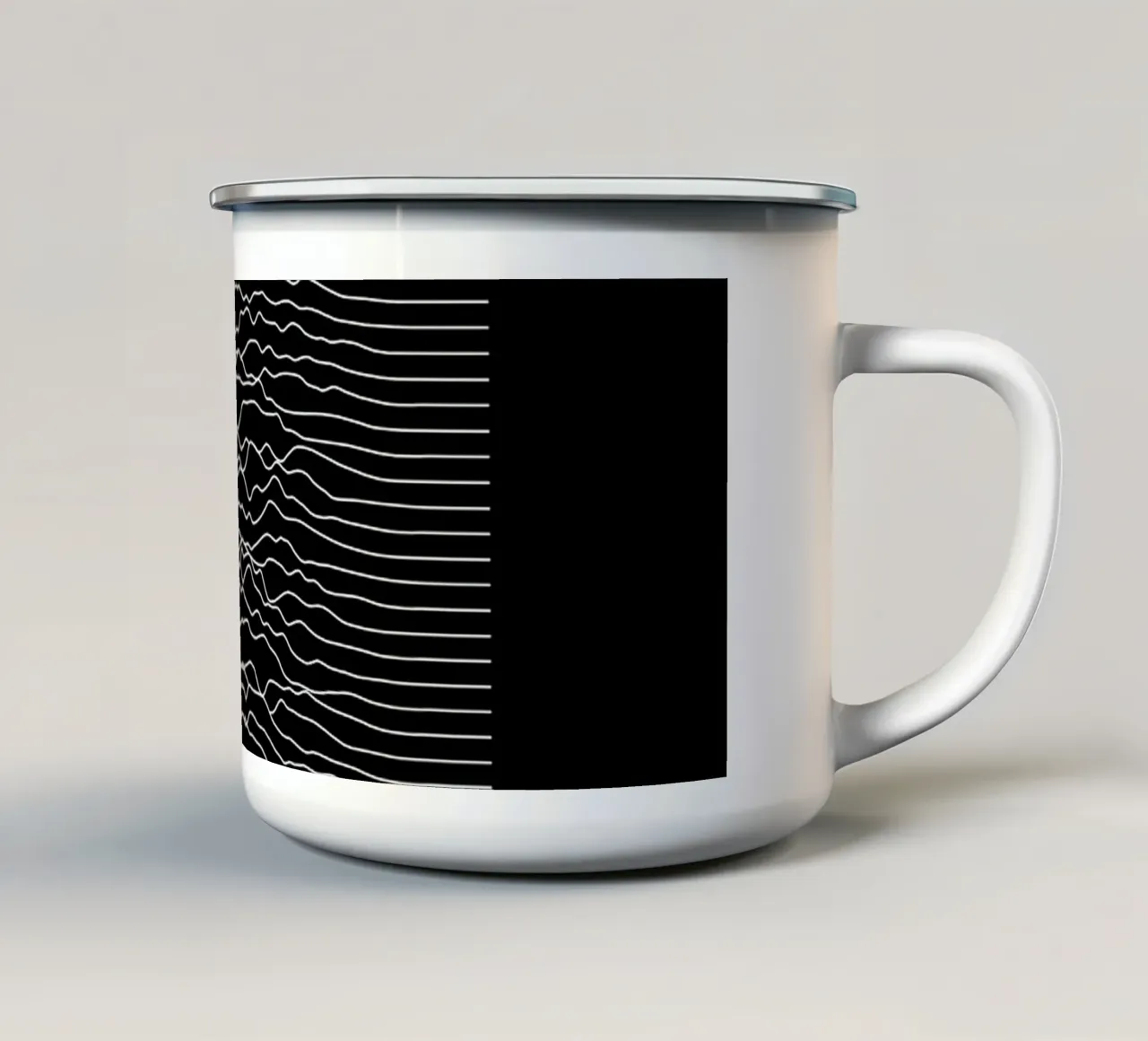 Paesaggio Forma d'onda Nero Monocromatico tazza in smalto da amini54