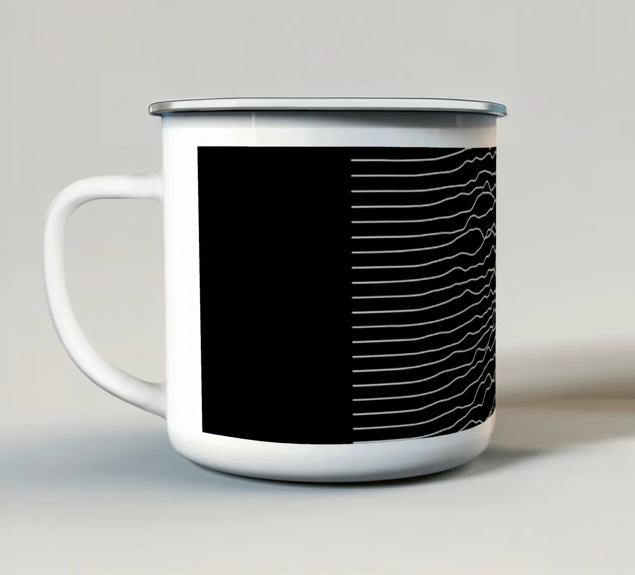 Paesaggio Forma d'onda Nero Monocromatico tazza in smalto da amini54