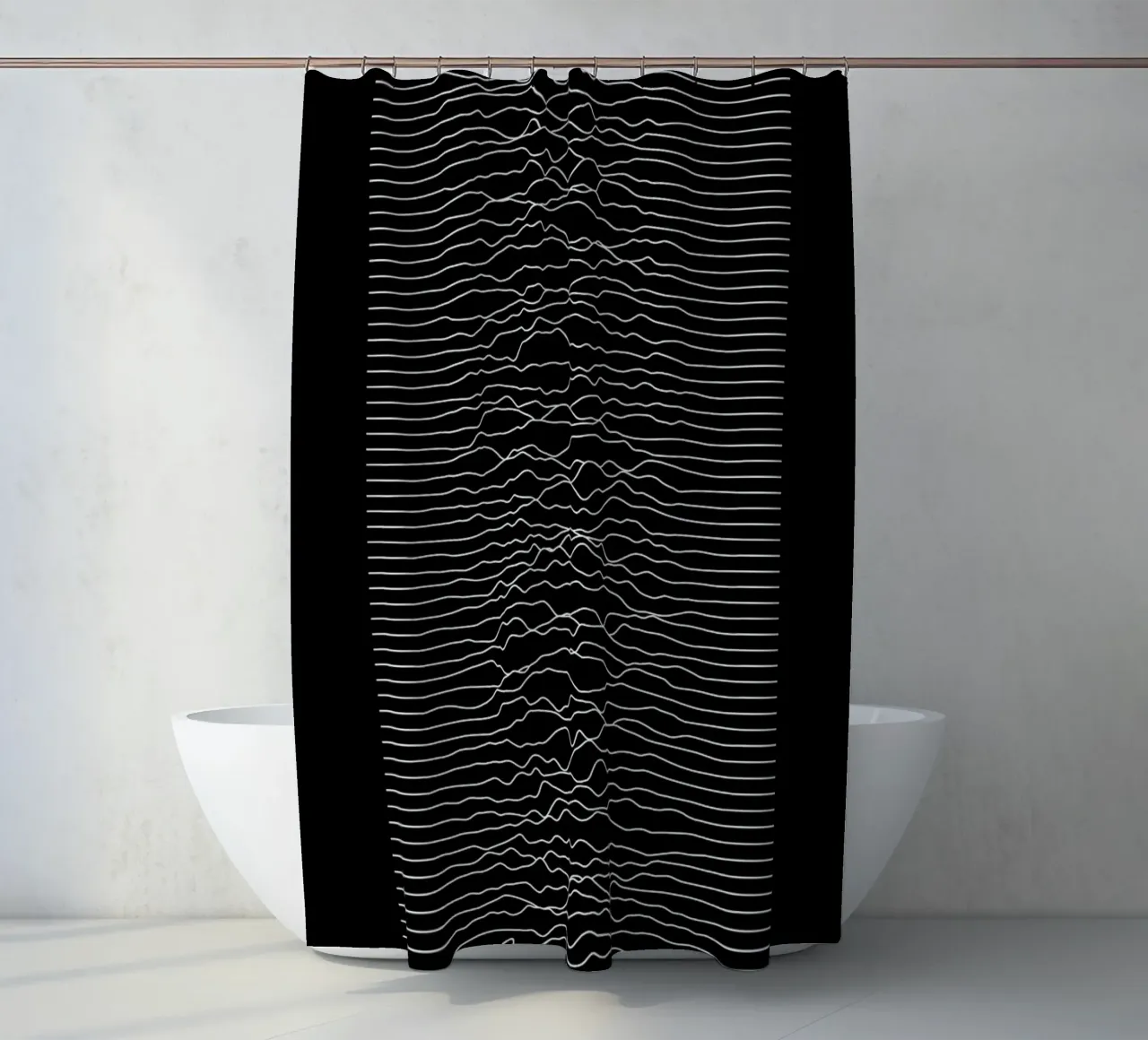Querformat Wellenform Schwarz Monochrom Duschvorhang von amini54