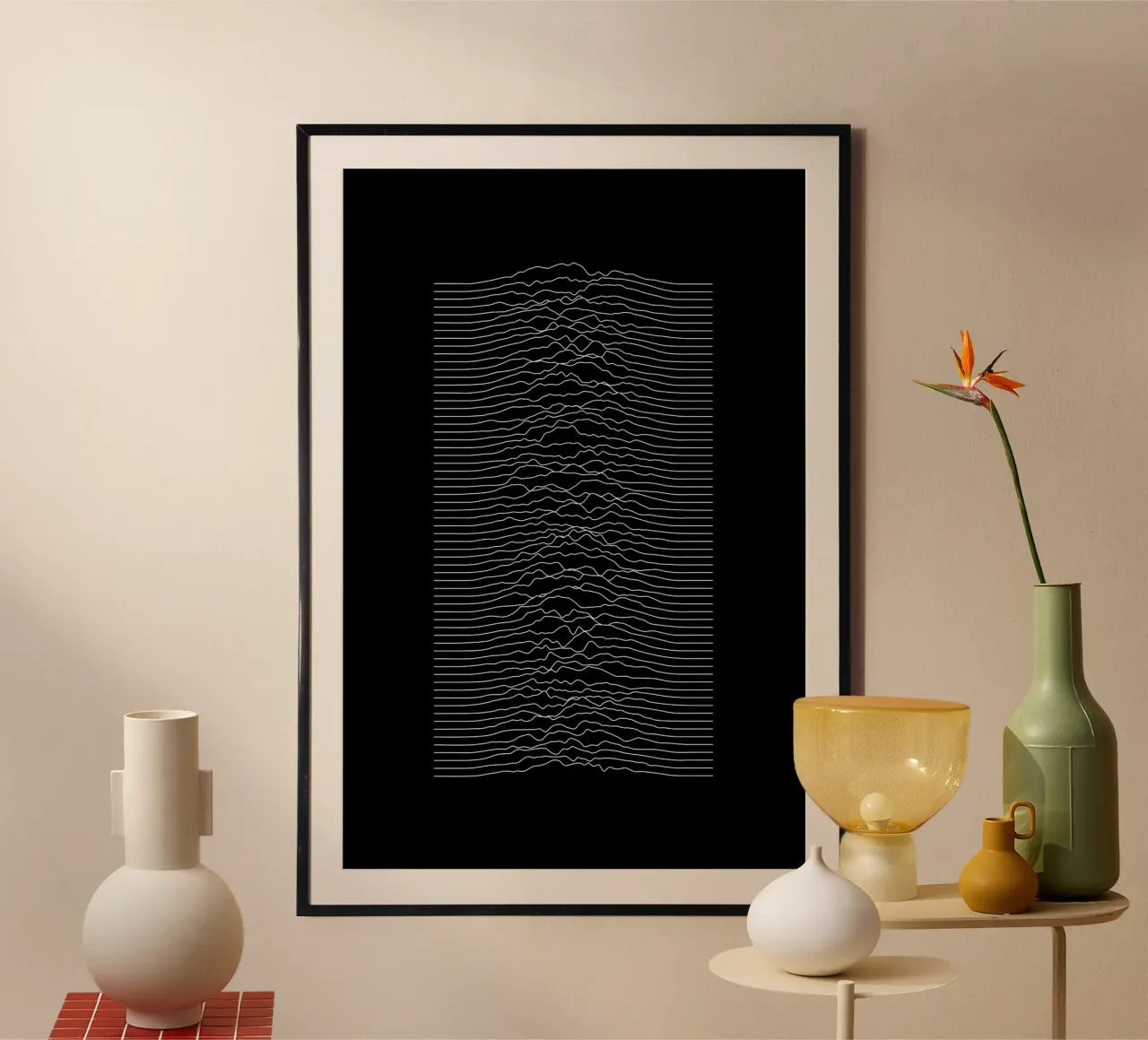 Querformat Wellenform Schwarz Monochrom Hahnemühle von amini54