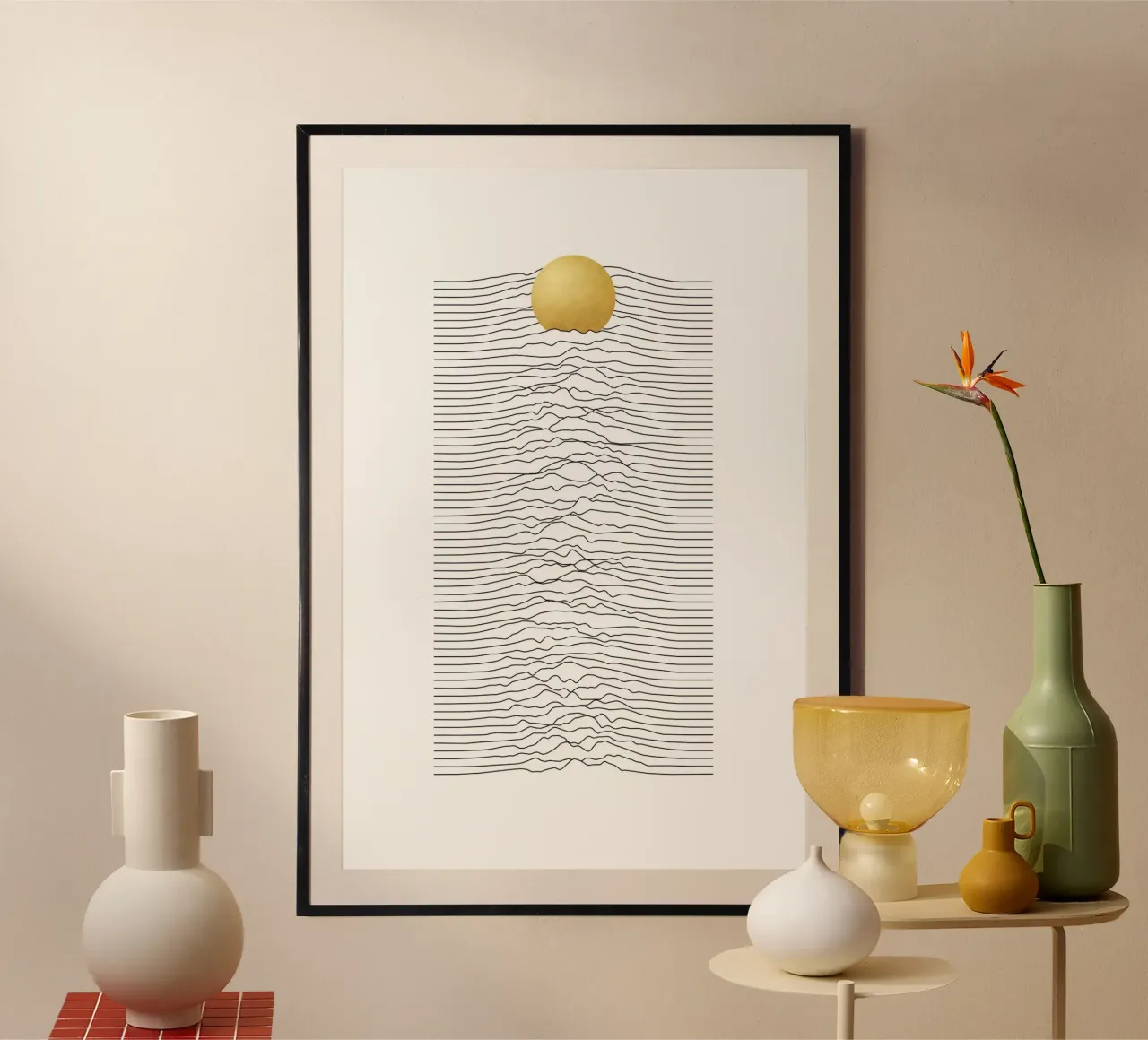 Alba dorata poster con telaio in plastica da amini54