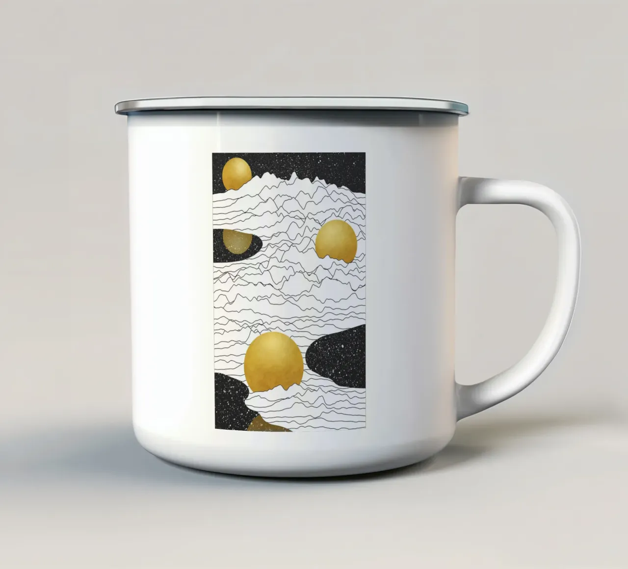 Paesaggio lunare monocromatico tazza in smalto da amini54