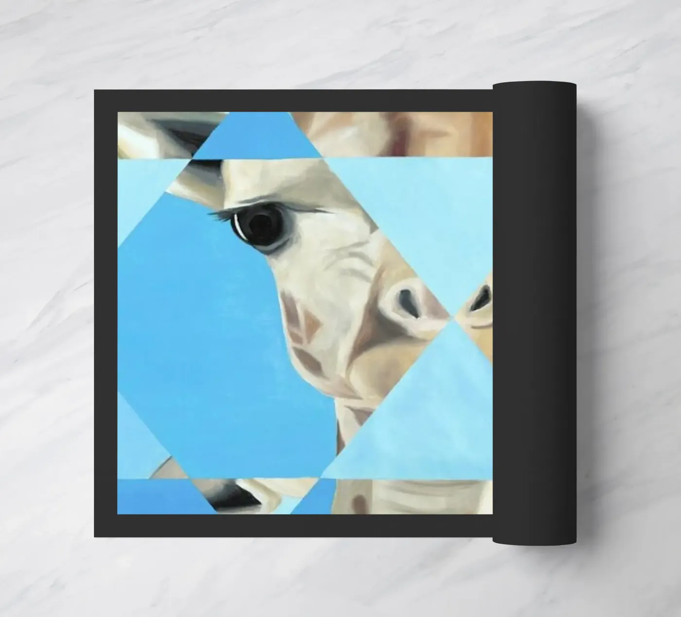 Blue Giraffe doormat by Allison Chaplin