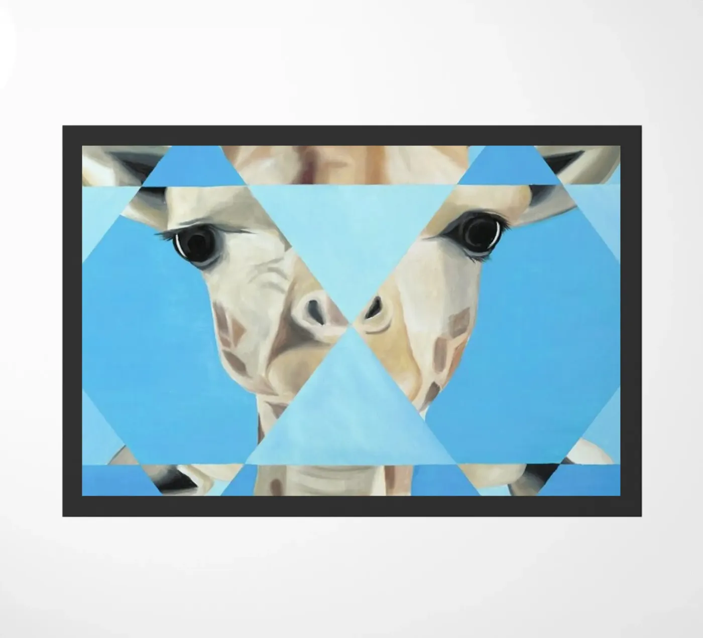 Blue Giraffe doormat by Allison Chaplin