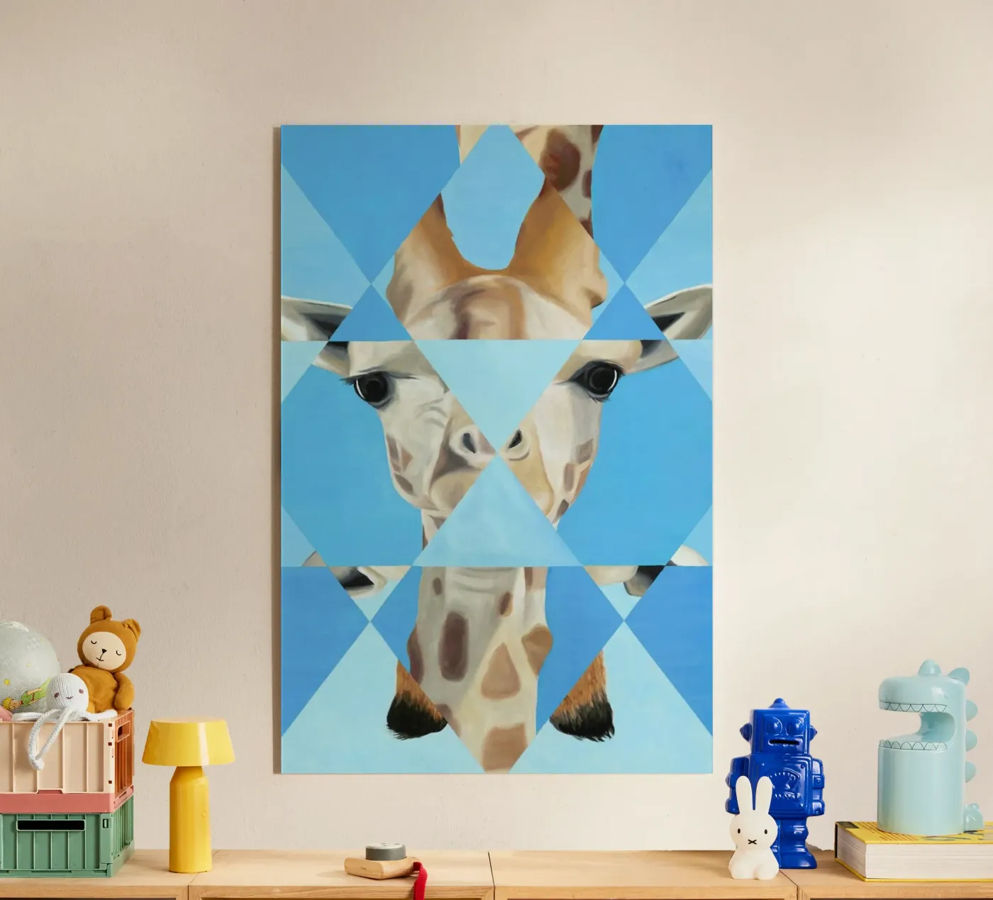 Blue Giraffe acrylic glass by Allison Chaplin