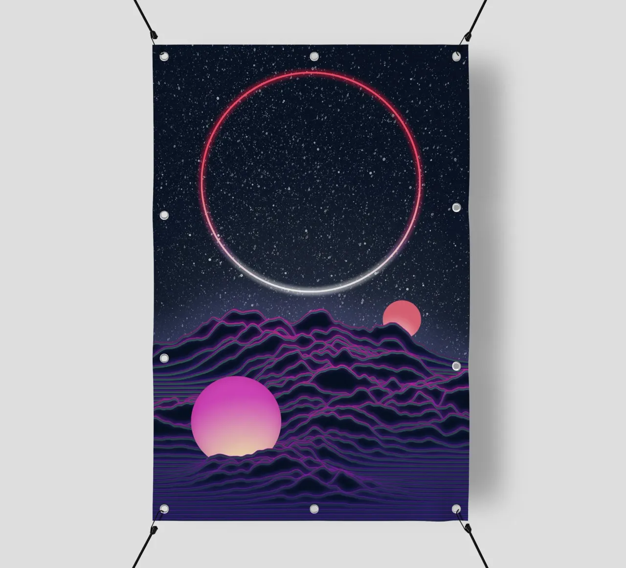 Paesaggio lunare al neon telo in pvc da amini54