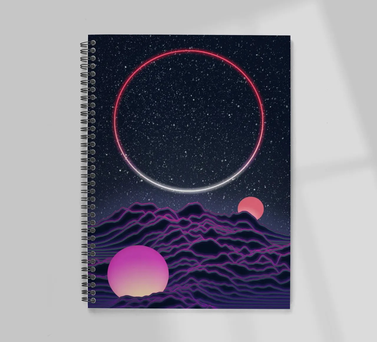 Neon-Mondlandschaft Ringbuch von amini54