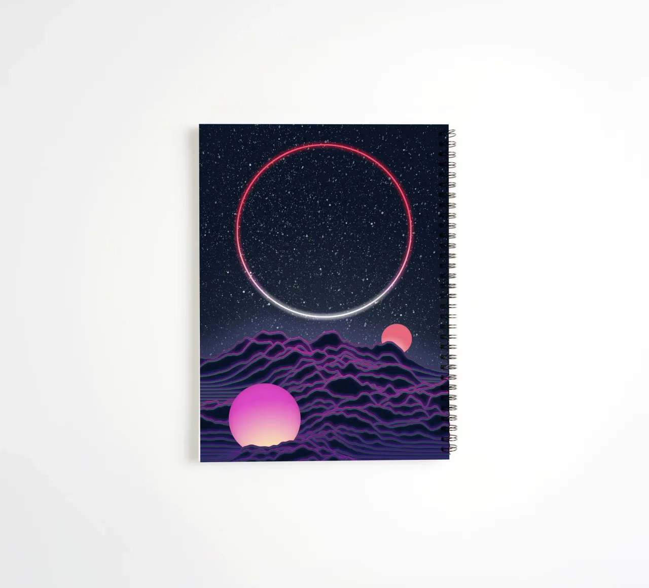 Neon-Mondlandschaft Ringbuch von amini54