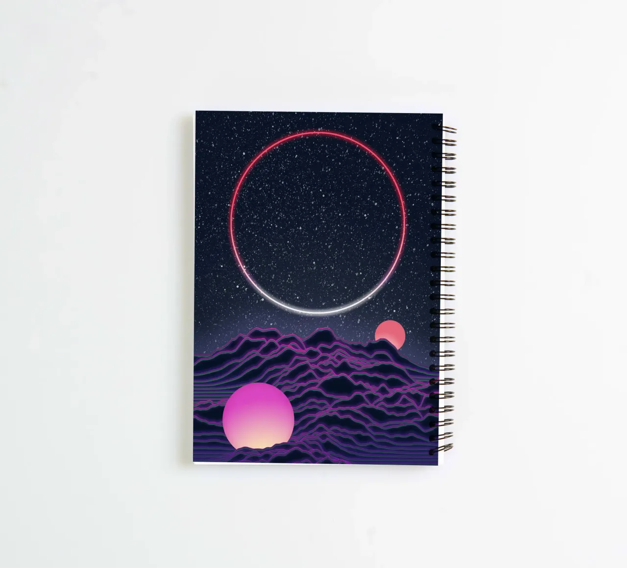 Neon-Mondlandschaft Ringbuch von amini54