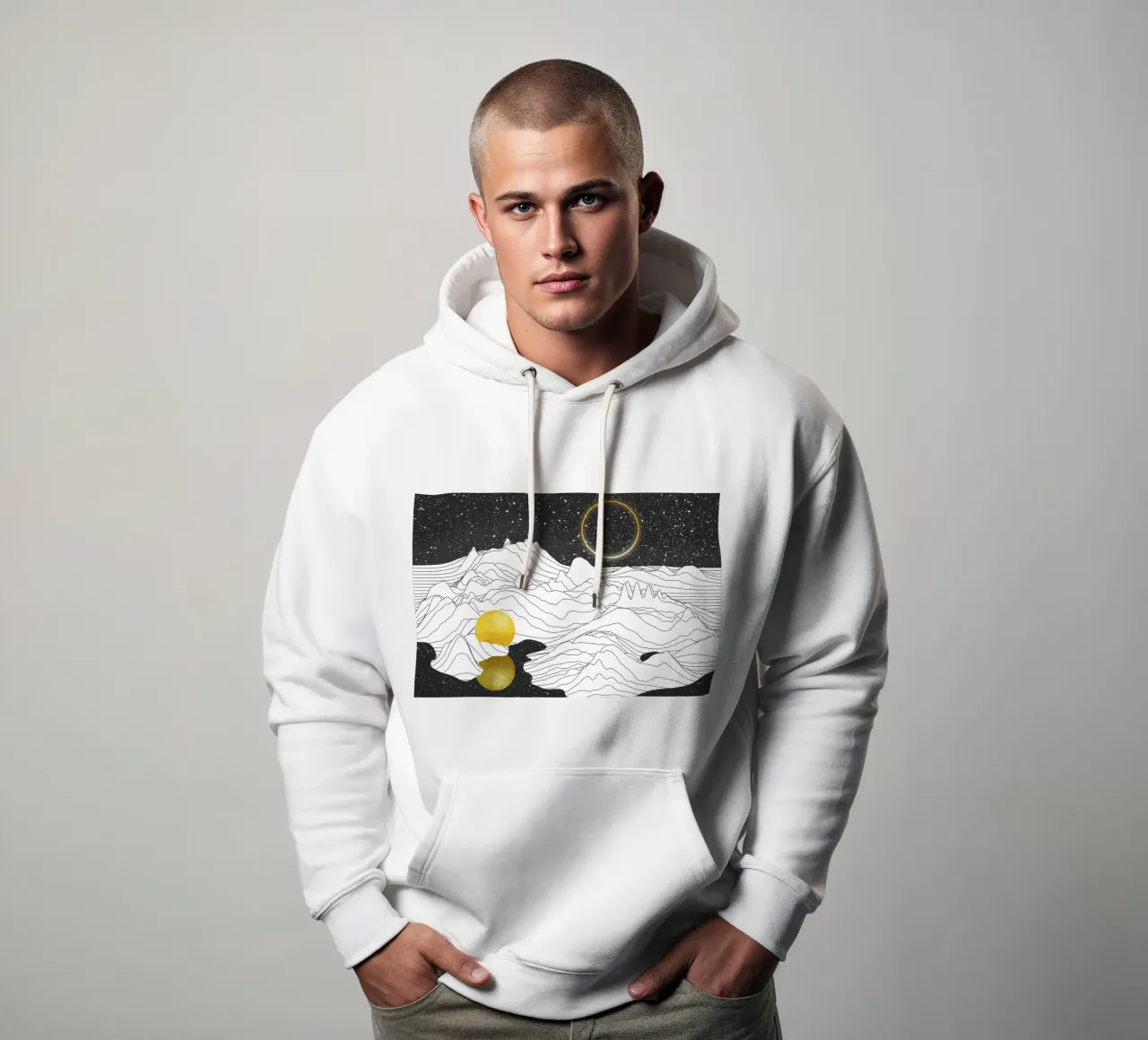 Monocromo Due Lune felpa con cappuccio da amini54