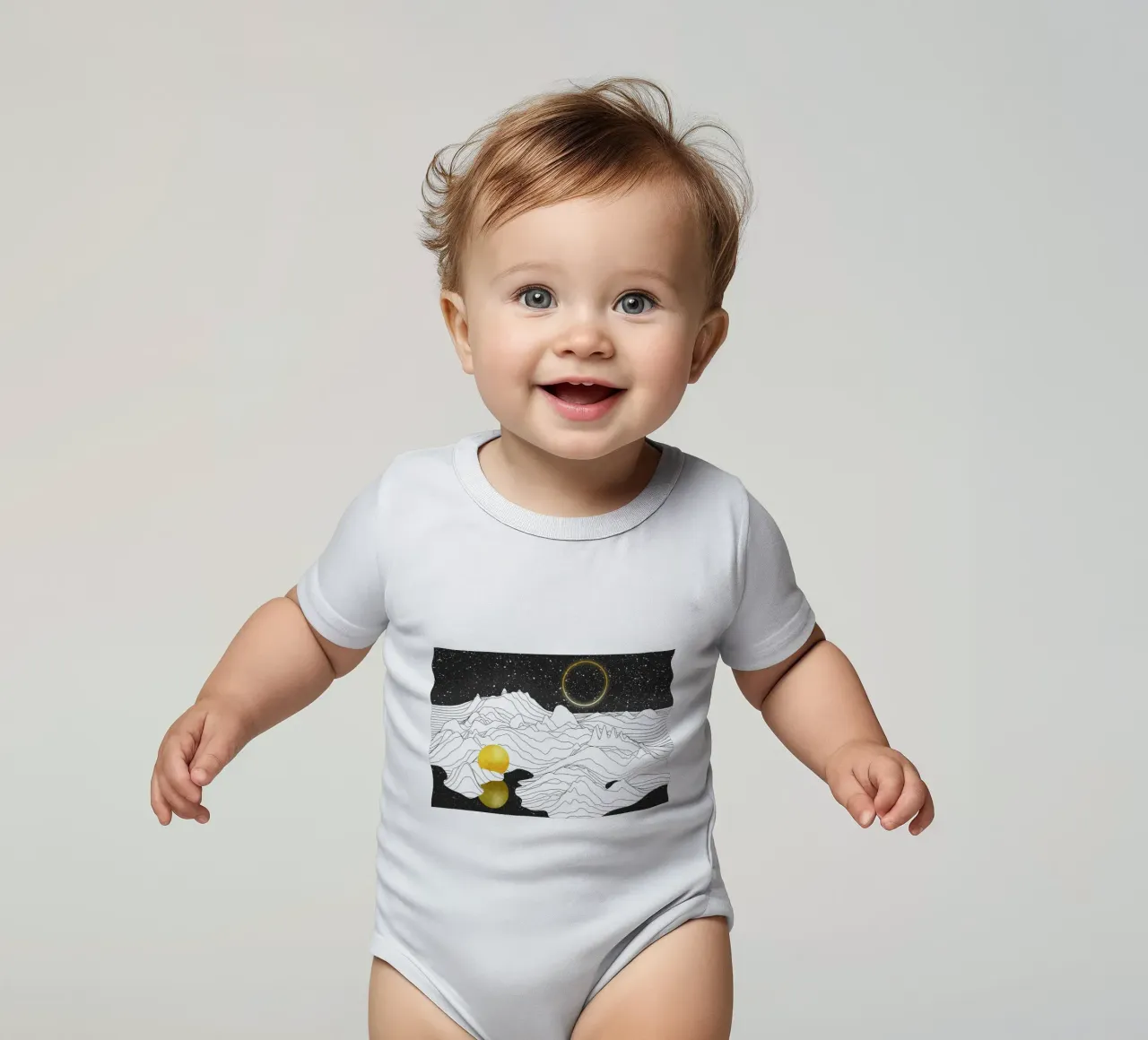 Monocromo Due Lune body neonato maniche corte da amini54