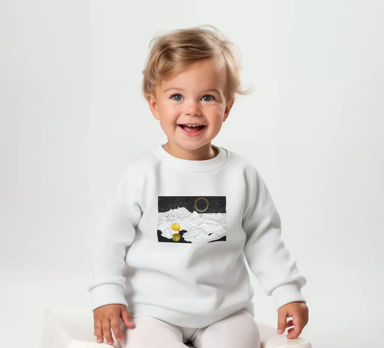 Monochrome Two Moons baby sweatshirt by amini54