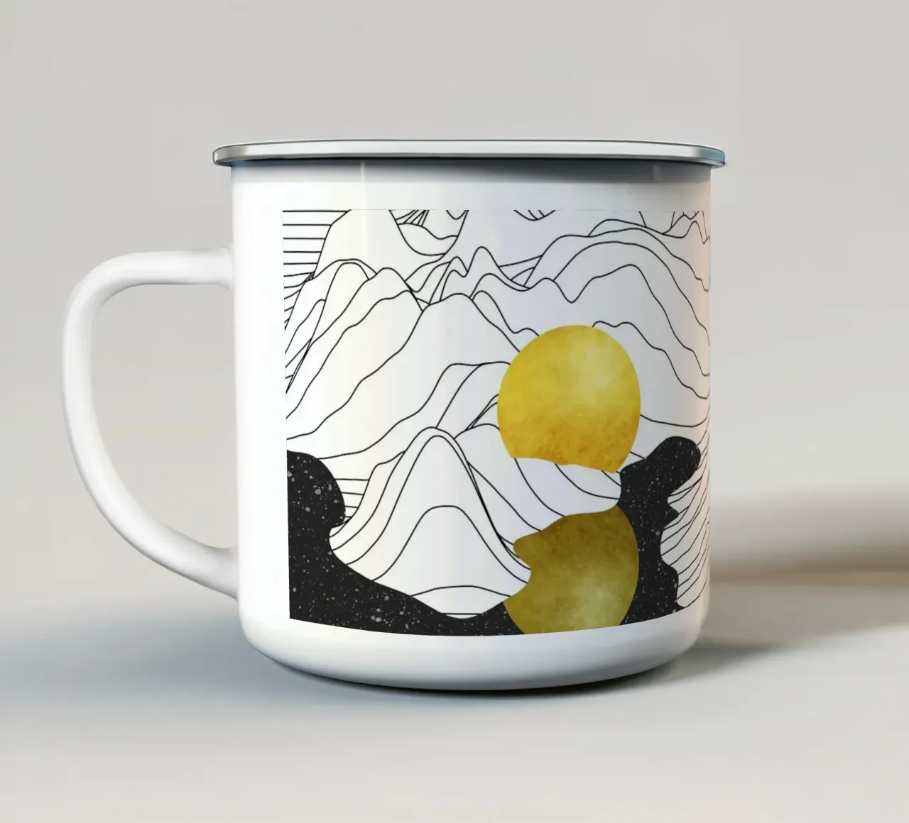 Monocromo Due Lune tazza in smalto da amini54