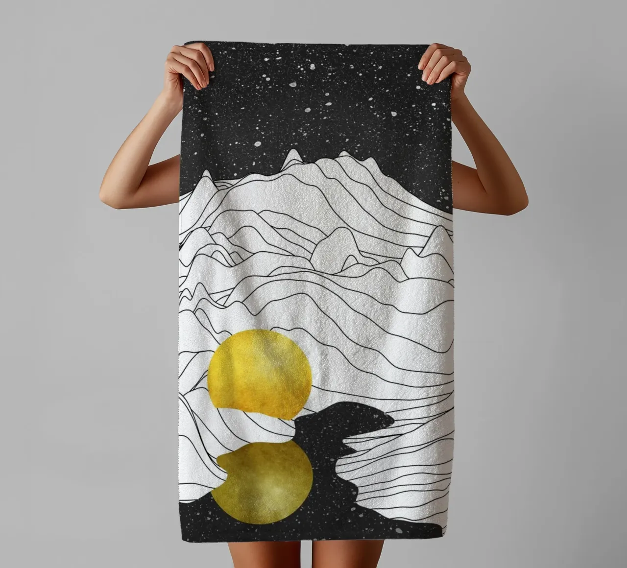 Monocromo Due Lune asciugamano da bagno da amini54
