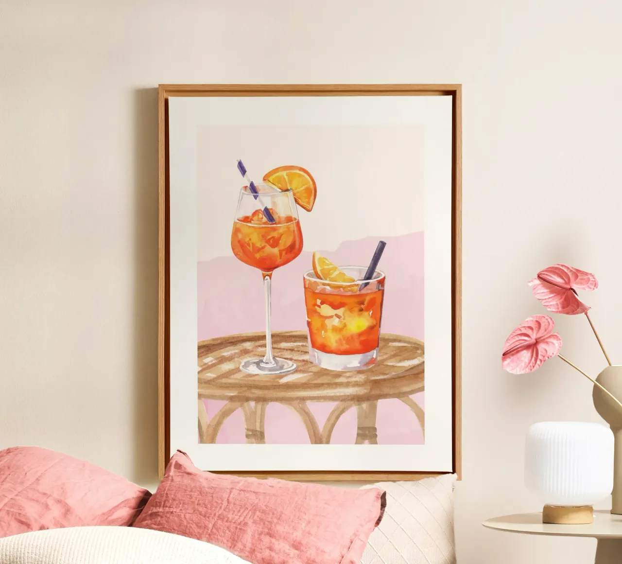 Aperol Spritz e Negroni Print tela con Cornice a cassetta da Bella Studio