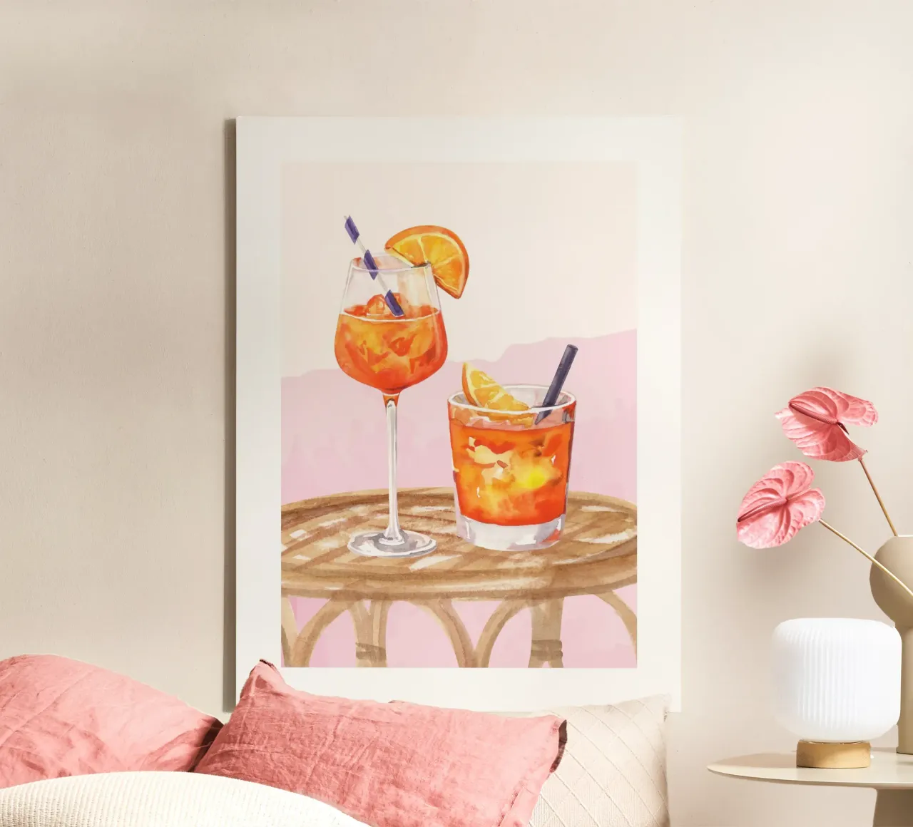 Aperol Spritz e Negroni Print tela con Cornice a cassetta da Bella Studio