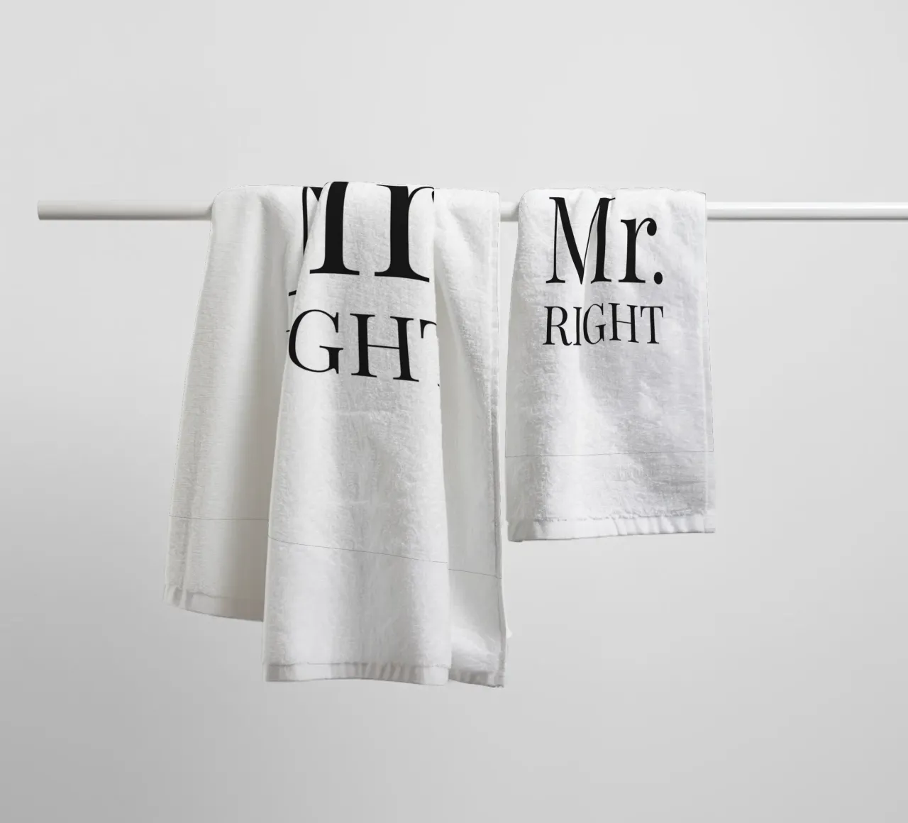 Mr Right - Witty typography design towel by Whole©
