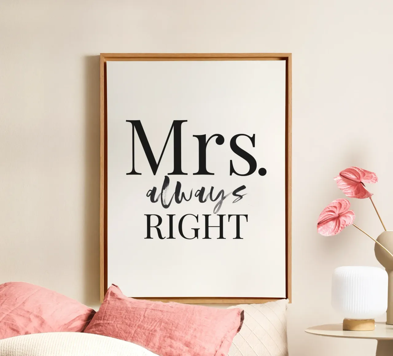 Mrs Always Right - Funny typography design canvas with Floater frame by Whole©