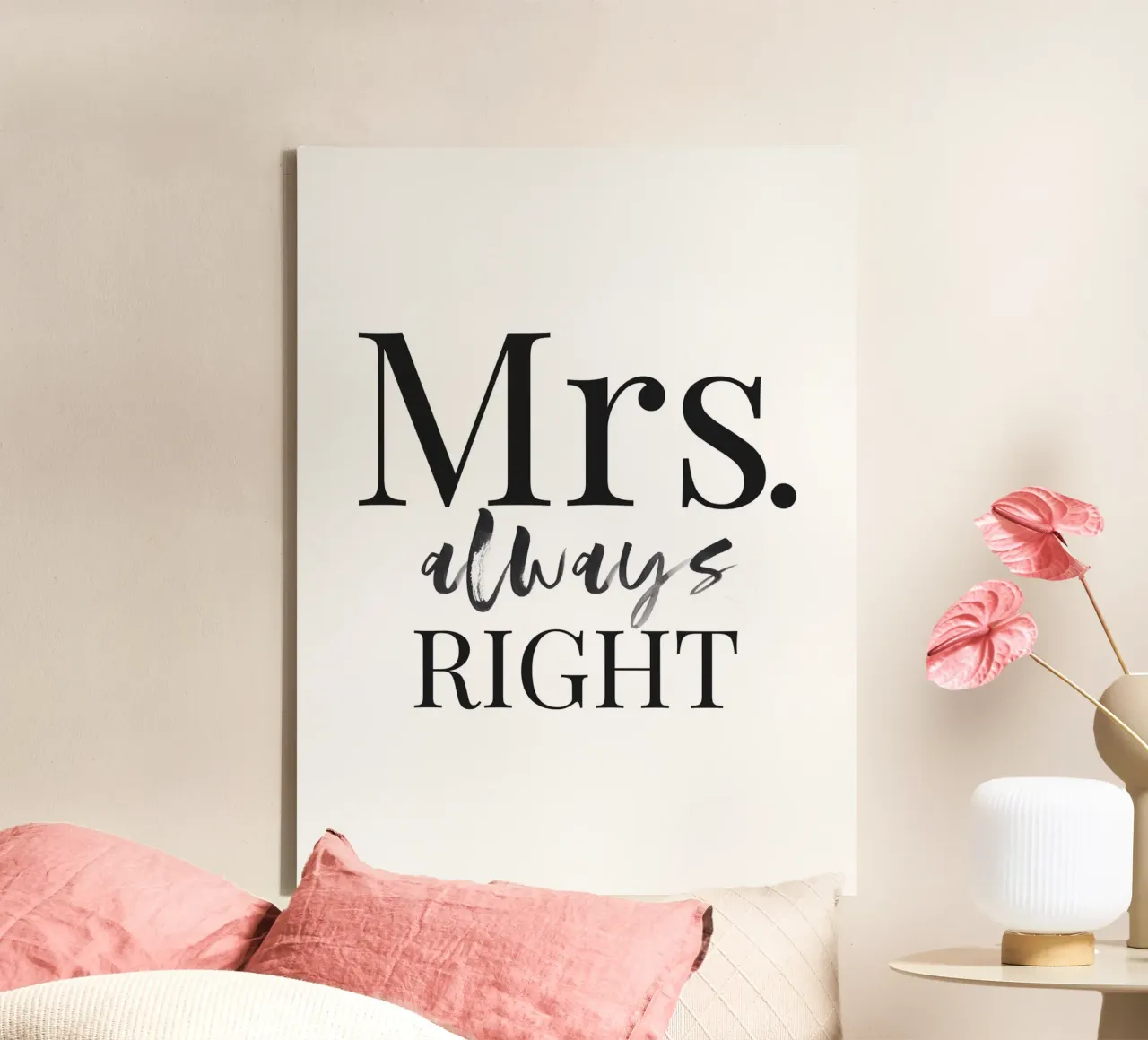 Mrs Always Right - Funny typography design canvas with Floater frame by Whole©