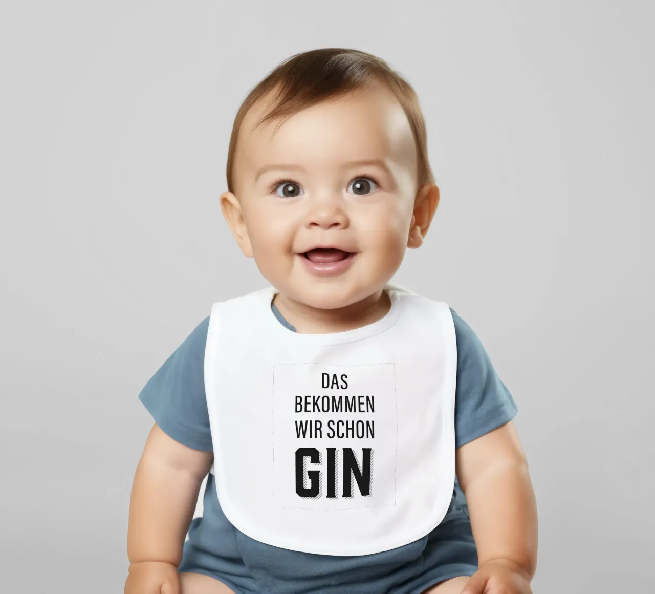 Design divertente con citazioni sul gin bavaglino da Whole©