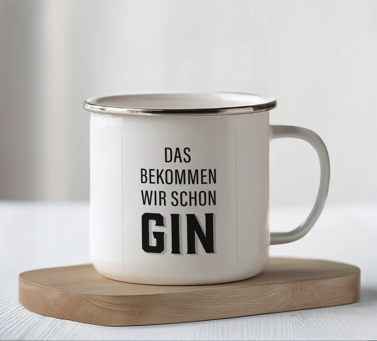 Design divertente con citazioni sul gin tazza in smalto da Whole©