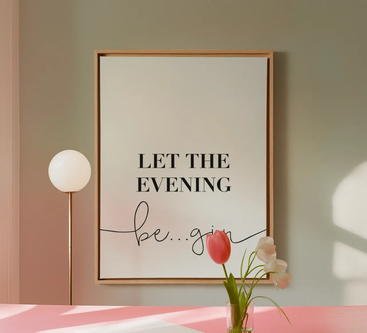 Let the Evening Be... Gin - Lustiges Gin Design tela con Cornice a cassetta da Whole©