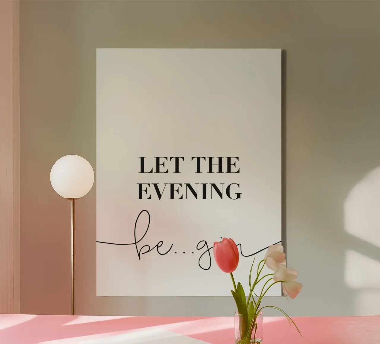 Let the Evening Be... Gin - Lustiges Gin Design tela con Cornice a cassetta da Whole©