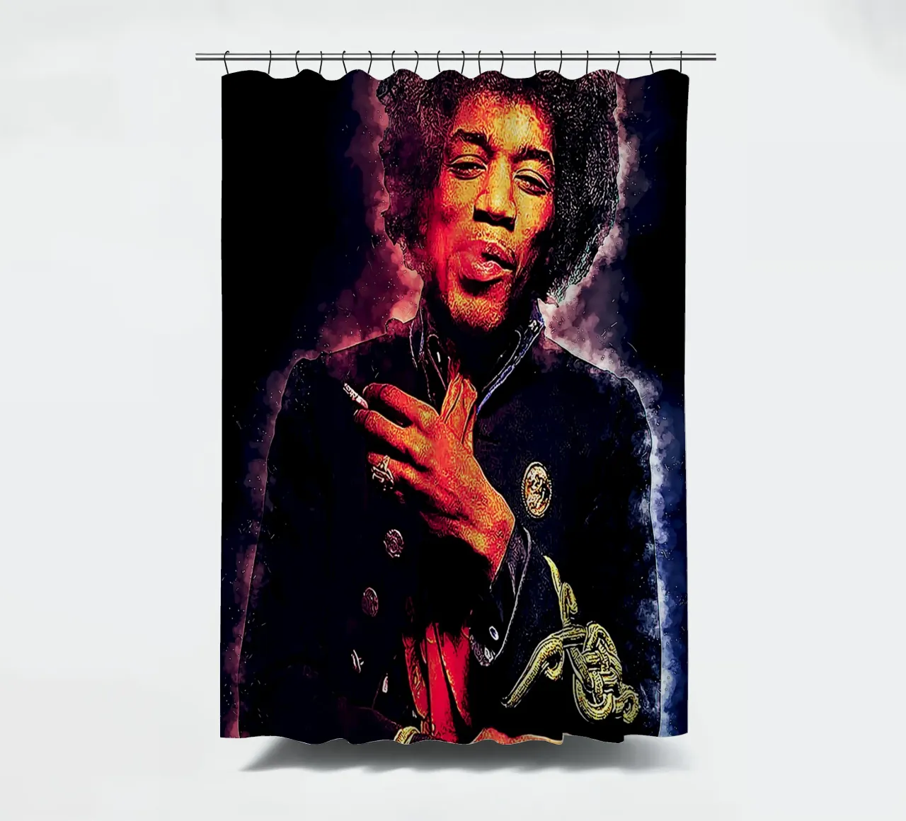 Jimi Hendrix Epic shower curtain by neonartroom