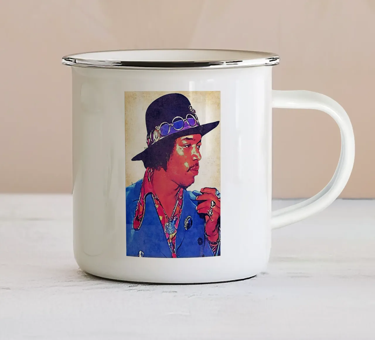 Jimi Hendrix Retro tazza in smalto da neonartroom