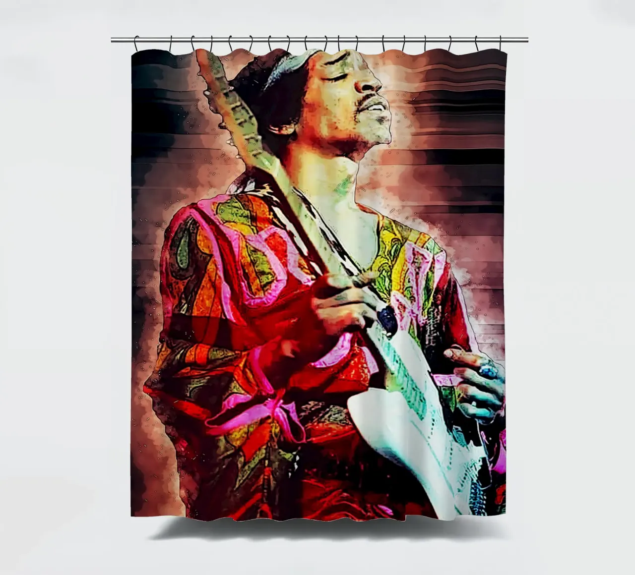 Epic of Jimi Hendrix shower curtain by neonartroom