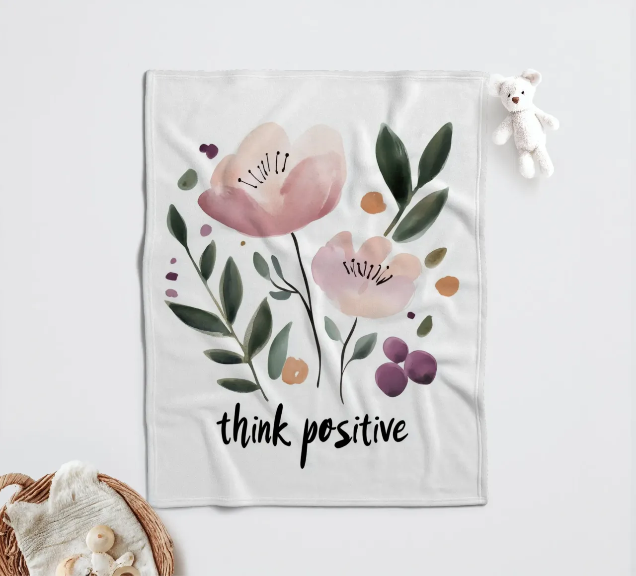 Think Positive No 3 coperta in pile da treechild