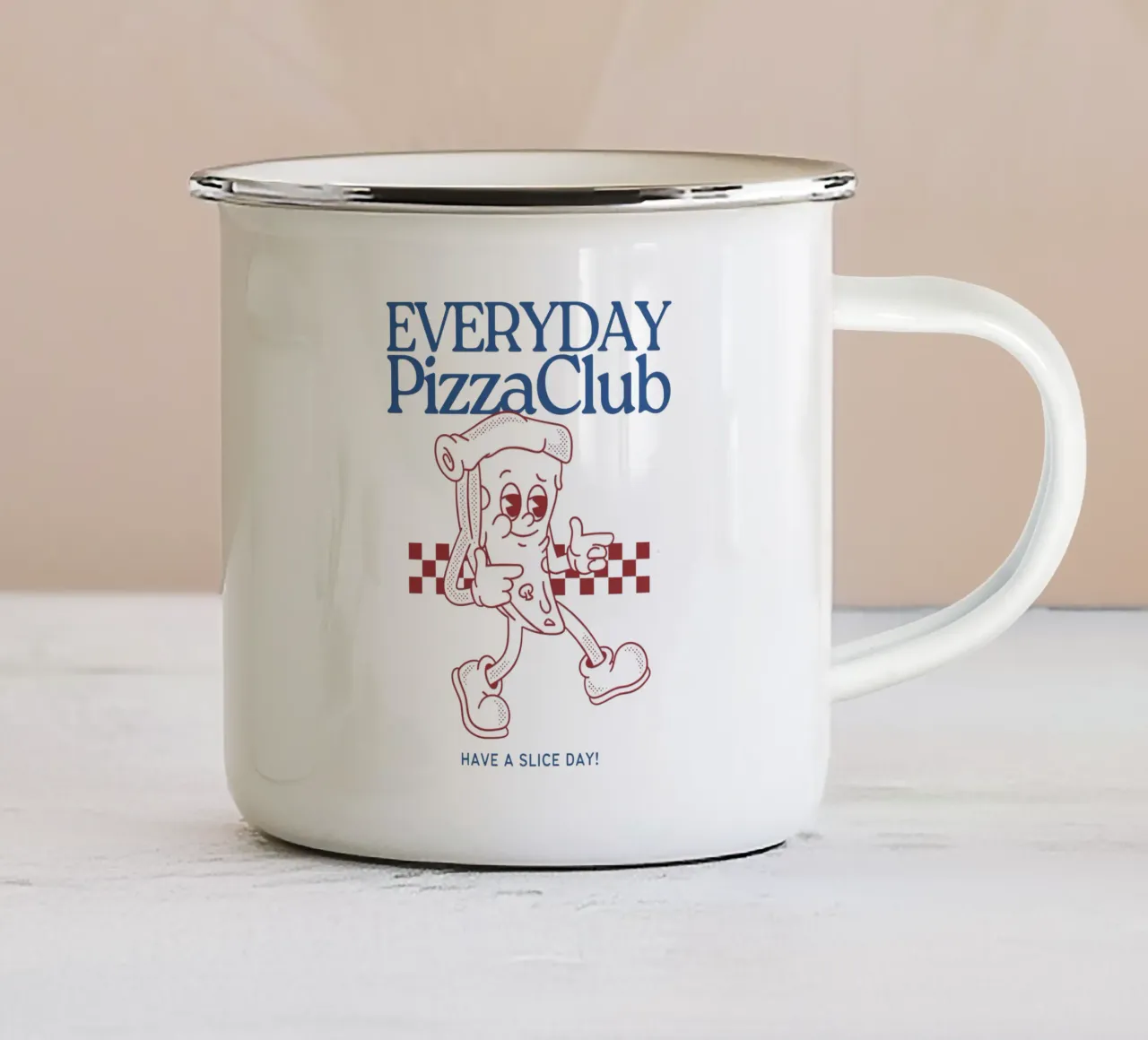 Everday PizzaClub - Una giornata al taglio! tazza in smalto da happystatements