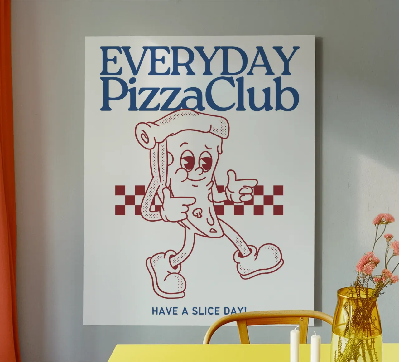 Everday PizzaClub - Heb een slice dag! canvas met Baklijst van happystatements