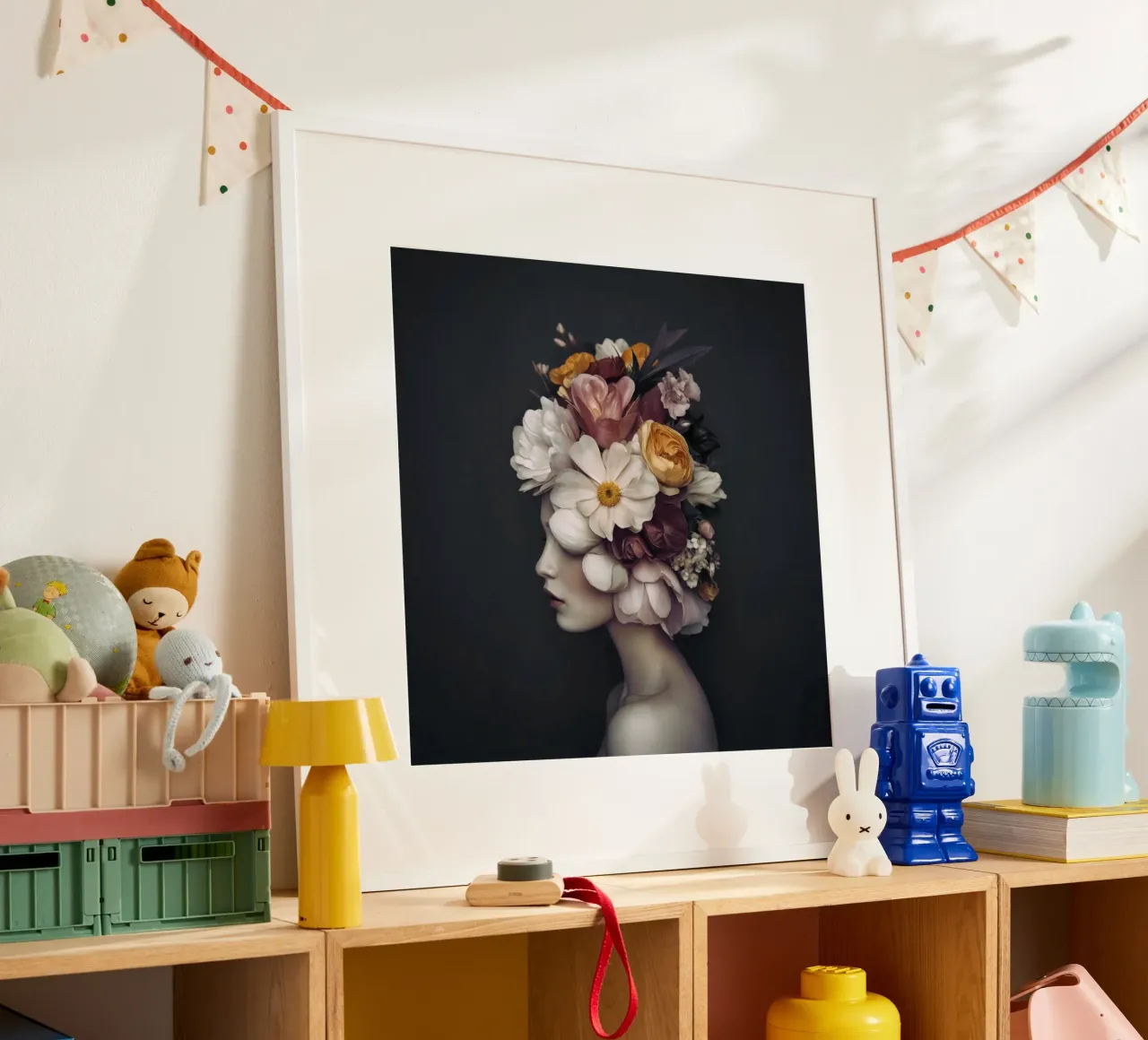 Ritratto di bellezza floreale poster con telaio in plastica da Andrea Haase Floral Passion