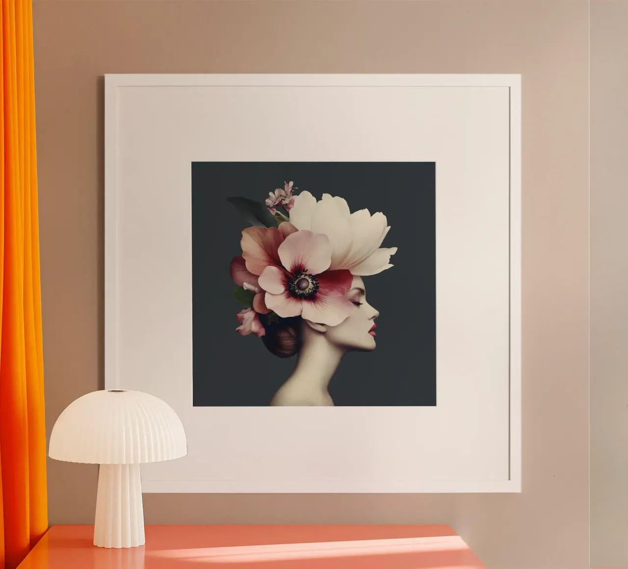 Ritratto floreale di Grace femminile poster con telaio in legno da Andrea Haase Floral Passion