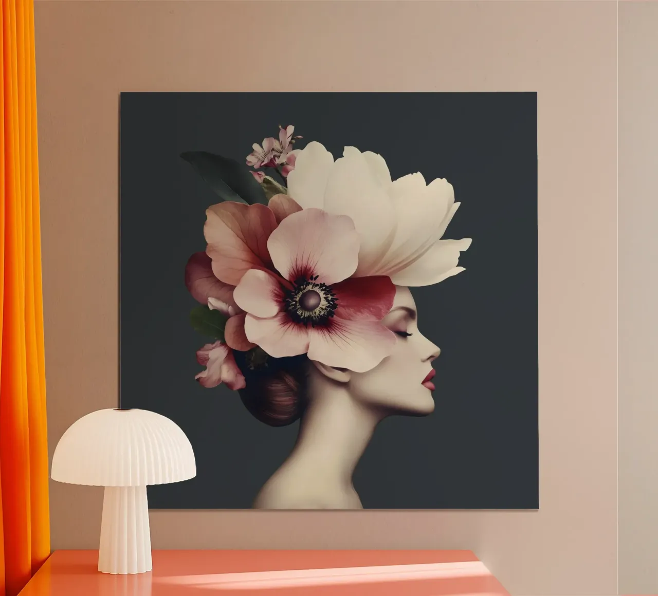 Ritratto floreale di Grace femminile poster con telaio in legno da Andrea Haase Floral Passion